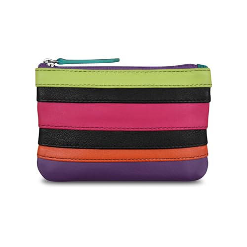 Image of ili New York Leather Mini Compact Coin Purse - Black Brights
