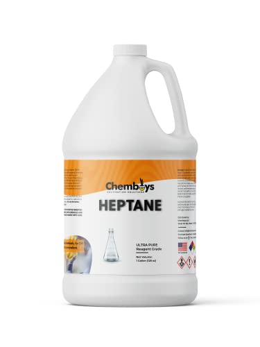 Chemboys Heptane (N-Heptane) - High Purity Heptane Solvent for Botanical Oil Extraction - Industrial Non Polar Solvent for Cements Ink - Made in USA - Gallon (128 fl oz)