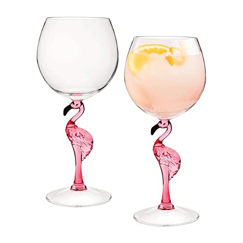 Gourmet Art 2-teiliges Weinglas mit Flamingo-Motiv, 590 ml, langlebiges Acryl-Kunststoff, ideal für Wein und Getränke Cover