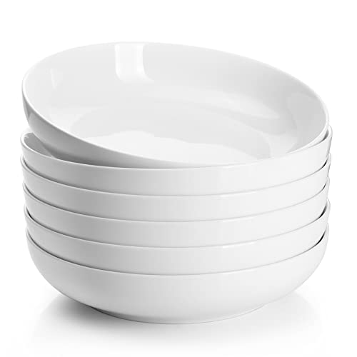 Sweese 1309 Porcelain Salad/Pasta Bowls - 22 Ounce - Set of 6, White