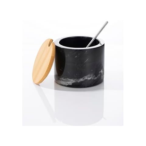 NHKRTE Handcrafted Marble Sugar Bowl with Lid Cover