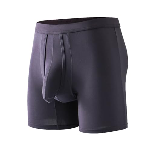 Cerahome Men's Dual Pouch Underwear Short&Long Leg Bulge Boxer Briefs Separated Pouch Modal Trunks (US, Alpha, Large)