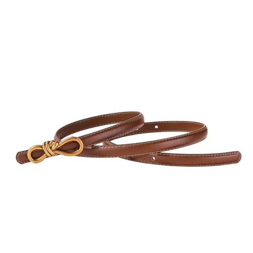 Decorative Belt Women Leather Knotted Thin Waist Belt Geometric Butterfly Gold Buckle Adjustable Corset Belt for Country Concert Outfit(Burnt Orange)