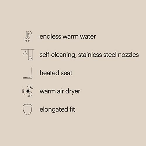 Brondell Bidet Toilet Seat S1400, Smart Toilet Seat, Dual Stainless-Steel, Self-Cleaning Nozzle With Clean Plus Technology, Endless Warm Water Bidet, Warm Air Dryer-Nightlight, Heated Seat, Elongated - Image 7