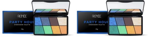 Image of RENEE Eyeshadow Palette, Long Lasting, High Pigmented Multicolor Eye Makeup with Mattes & Shimmers, Party Hour 16gm (Pack of 2)