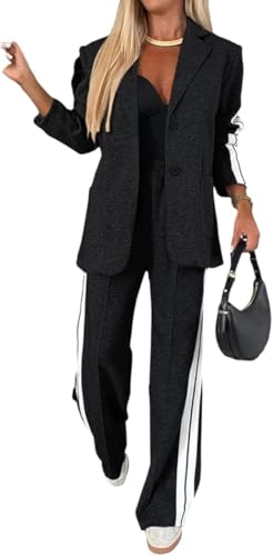 Jasperbelly Women's Lapel Long Sleeve Casual Suit, Jasperbelly Casual Suit, Fall Lapel Casual Two Piece Suit for Women