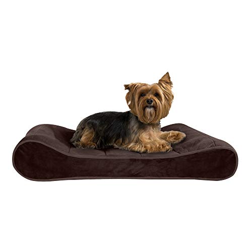Furhaven Pet Dog Bed - Orthopedic Micro Velvet Ergonomic Luxe Lounger Cradle Mattress Contour Pet Bed with Removable Cover for Dogs and Cats, Espresso, Medium