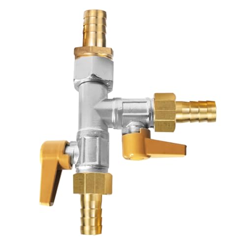 Image of RV Winterizing Kit, 1 /2 inch Hose Barb Copper Nickel Plated T-shaped 3-Way by-Pass Switch Valve Replacement Kit,with 3 Black Washers and 3 Clamps