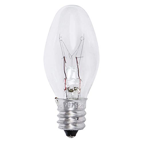 LEDVANCE Sylvania Incandescent 7W C7 Night Light Bulb, E12 Candelabra Base, 40 Lumens, Clear Finish, 2850K, Warm White - 4 Pack (13545)