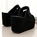 CROSSBABY Women’s Fish Mouth Open Toe Platform Wedge Sandals,Fashion Comfortable Non-Slip Slip on Lightweight Outdoor Wedges Slides Sandal Casual Shoes (Black,7.5)