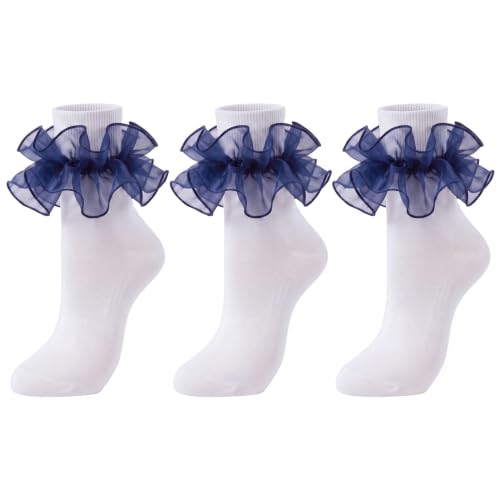 Image of Dicry Socks for Women, Big Ruffle Socks with Turn Cuff and Double Lace