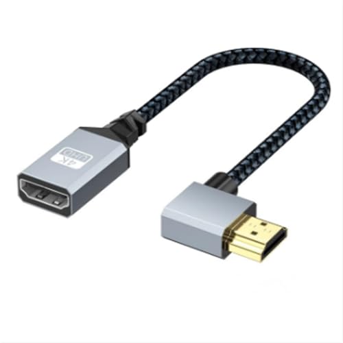 ViViSunHDMI 延長ケーブル ハイスピード 4K画質 オス-メス 金メッキ端子 90°L型 HDMIタイプA オス- HDMIタイプA メス (右Lアルミニウムシェル, 0.2m)