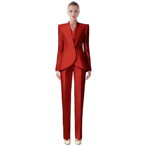 3 Pieces Womens Satin Suits Slim Fit Suit for Women Casual Dressy Pantsuits Womens' Tuxedo Formal Outfits