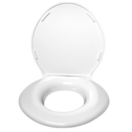 Big John 1-W Oversized Toilet Seat with Cover and Stainless Steel Hinges - For Round Or Elongated Toilet Bowls - Weight Capacity 1,200 Pounds - White by Big John Products