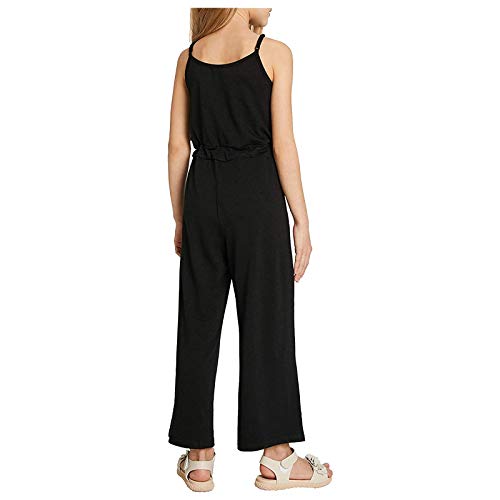 Digood Girls Summer Jumpsuit,Child Kids Girls Sleeveless Solid Adjustable Shoulder Strap Romper(Black,10-11 Years) #TOP3