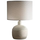 Britalia 40cm Ceramic Cream Table Lamp | Natural Rope Style Base | Linen Lampshade | Soft and Inviting Glow | Ideal for Living Rooms, Bedrooms, and Offices