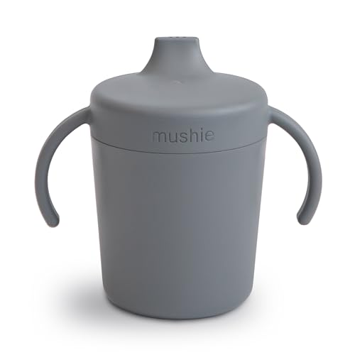 Image of mushie Trainer Sippy Cup | Made in Denmark | Leak Resistant Twist-Off Lid & Handles | 6 Months + (Smoke)