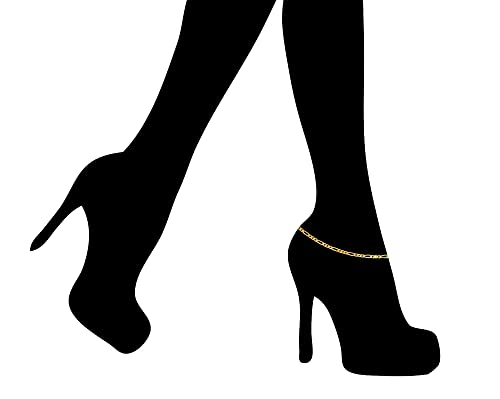 Image of Ritastephens 14k Yellow Gold Figaro Link Foot Chain Anklet Ankle Bracelet 1.3 Mm 10 Inches