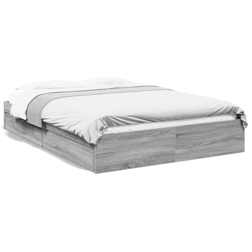 Homgoday Cama con cajones Madera ingeniería Gris Sonoma 150x200 cm, Mucho Espacio de almacenaje y cajones TipoB