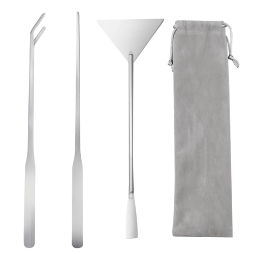 Lot de 3 outils d'aquarium en acier inoxydable - Kit d'entretien pour aquarium - Pince à épiler - Spatule - Kit de démarrage pour le gravier de plantes...