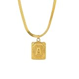 Collar con colgante de letra inicial para mujer, cadena de serpiente de acero inoxidable, collar cuadrado con nombre del alfabeto, joyería para regalo de fiesta