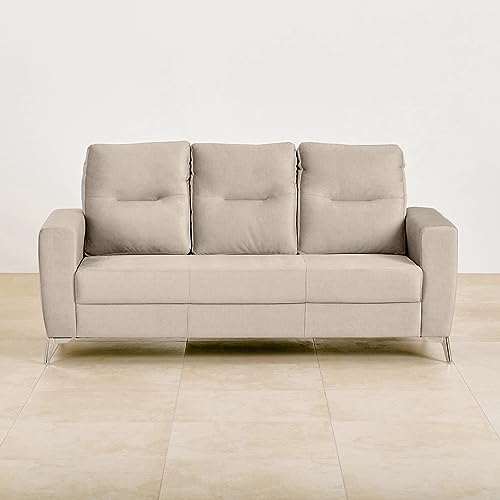 Image of Home Centre | Sylvester | Fabric|Solid Wood | 3 Seater Sofas | Beige | 1 Year Warranty