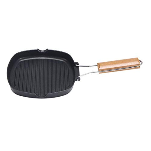 OOMRNV Sartén Antiadherente para Plancha De Gas, Cuadrada, De Hierro Fundido, Sin Grasa, para Freír Carnes, Asar Y Pan.,Noir-28cm