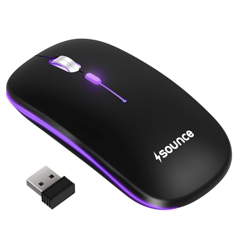 Image of Sounce Astralis Dual Mode Wireless Mouse - Bluetooth & 2.4GHz, 800 /1200 /1600 DPI, Silent Click, 500mAh Rechargeable Battery, Ergonomic Design with Metal Scroll Wheel for Laptop & PC (Black)