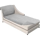 Sofa Shield Couch Chaise Covers for Dogs, Reversible Furniture Protector with Strap, Stain and Tear Resistant Cushion Cover, 102x34 inch Seat, Machine Washable Slipcover Pets, Cats, Light Gray