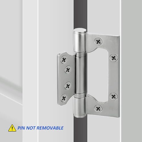 VOLUKA 6 Pack Non-Mortise Door Hinges - Easy to Install, 4" × 3" Stainless Steel Door Hinges - Smooth Movement and Heavy Duty, Silver by VOLUKA - Used condition - Image 2