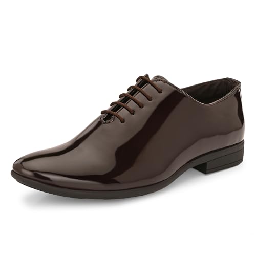 Image of Centrino Men's Glossy Formal Shoes |Lace-Up Design with Cushioned Insole for Comfort | Comfort, Style and Durability for Professional or Formal Wear |Craftsmanship for All-Day Elegance (9750)