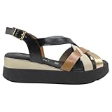 Oh! My Sandals - 5960 Sandalias Mujer – Cuña 5 cm, Tiras de Piel Multicolor, Plantilla Gel Microfibra, Cómodas y Elegantes Hechas en España Mujer Color: Negro Combi Talla: 38