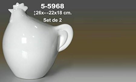 Supernova decoracion-set of 2 figures Ceramic Rooster in White. Measures _ 26 x 22 x 18 cm (High 26 cm)