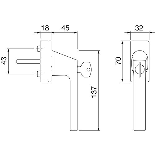 HOPPE Dallas-Secustic 11729557 Window Handle with Lock Cylinder VK 7 x 32-42 mm Matt Chrome, verchromt matt - Image 2