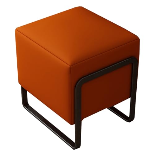 Banco para sofá cama y sala de estar en cuero tapizado naranja 2