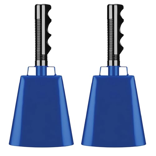 Grandes cloches d'encouragement en métal bleu portables pour match de hockey