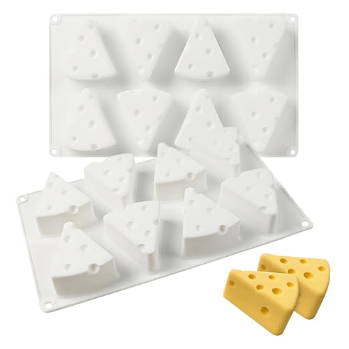 3D Cheese Silicone Baking Molds for Mousse Cake, 8-Cavity Chocolate Pan for French Dessert Pudding Ice Cream Candle