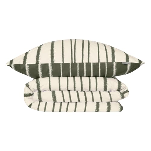Schiesser Bettwäscheset Wesley | 2-teilig | gestreift | Renforcé | 100% Baumwolle | Oeko-Tex Zertifiziert | Reißverschluss | 135x200cm + 80x80cm | Grün