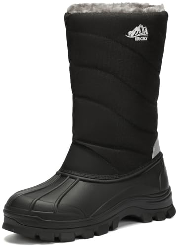 Kricely Men's Snow Boots Waterproof Non-Slip Outdoor Hiking Athletic Warm Fur Boot Comfortable Causual Cold-Weather Boots
