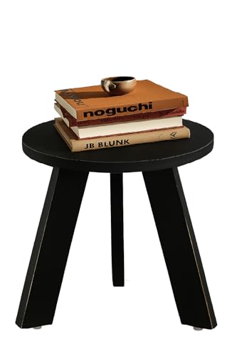 Image of SBF Furniture Mini Round Side Table, 30 cm, Matte Finish, Modern Minimalist Design, 3 Angled Legs (Round Black)