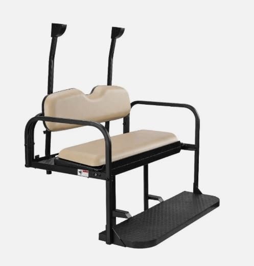 Club Car Precedent Golf Cart Flip Folding Rear Back Seat Kit (Buff/Beige Cushions) (2004+)