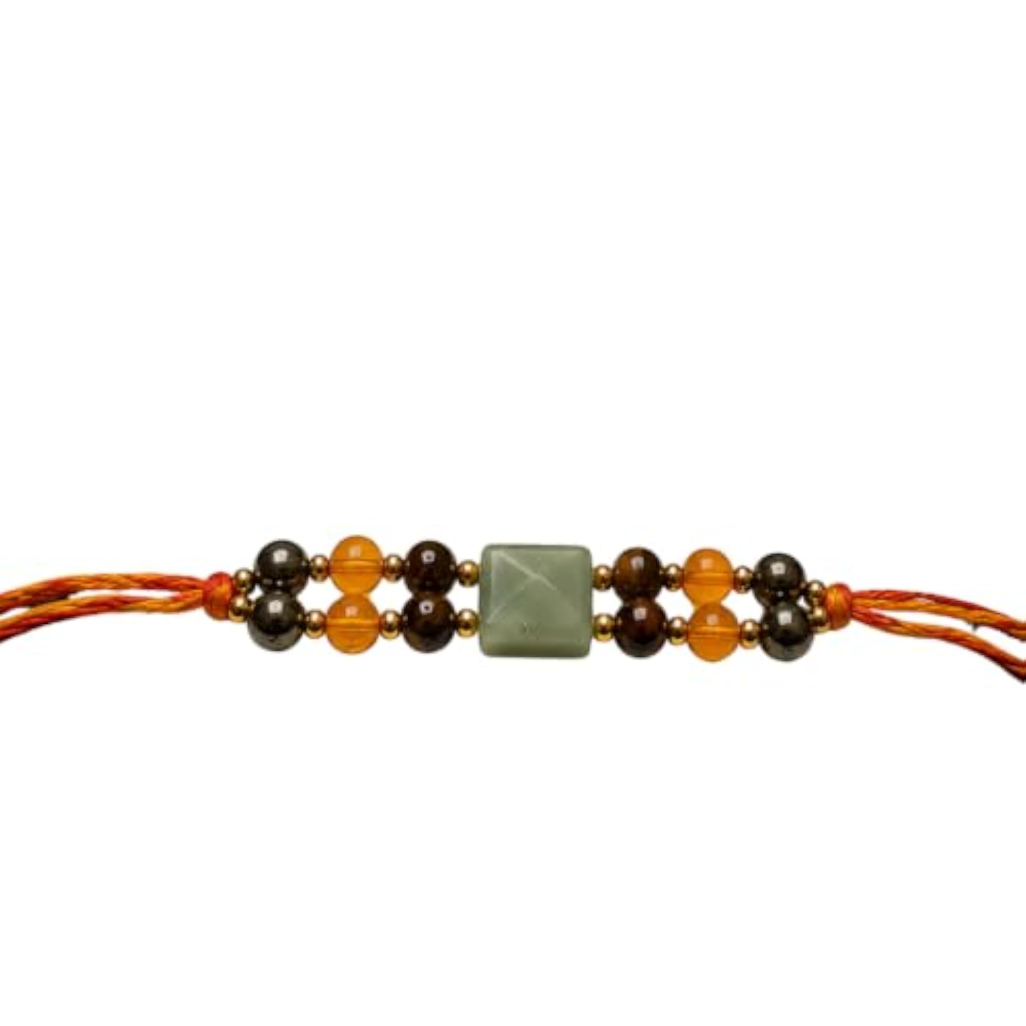 Soulwise Natural Green Aventurine Pyramid & Citrine Rakhi, Elegant Gift