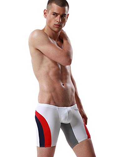 SEOBEAN Mens Low Rise Sexy Sport Swimwear Trunk Boxer Brief Bikini Swimsuit (XL(34-36