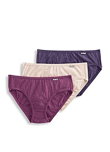Jockey Women's Underwear Elance Bikini - 3 Pack, Oatmeal/Boysenberry/Perfect Purple, 6