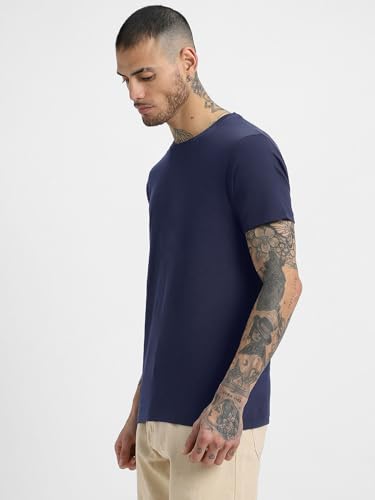 Image of Veirdo Regular Fit Half Sleeves Round Neck Solid Pure Cotton T-Shirt for Men (Available in White, Black, Swan White, Mustard, Maroon, Green, Lilac, Navy, Red Color)