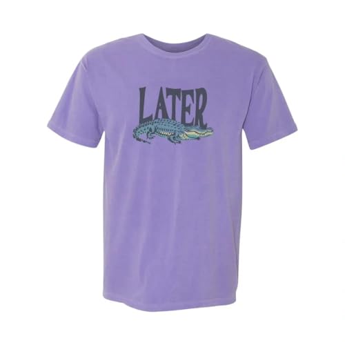Later Gator Vintage 90s T-Shirt- Soft Comfort Colors Shirt with Playful Retro Alligator Graphic-T Shirt Ideal for Men & Women