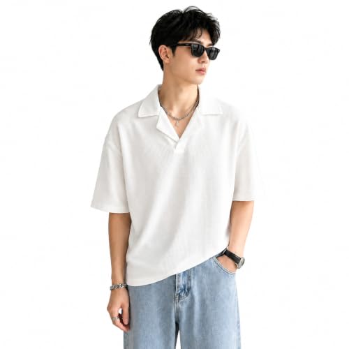 Image of Waffle (Cotton) Men t-Shirts Classic Short Sleeve Lightweight Summer Wear Casual Oversized t Shirt for Men