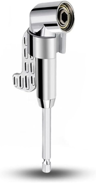105 Degree Angle Screwdriver Set Holder Adapter, Adjustable Bits, Nozzles, Right Angle Head, Hex Bit Socket, 1/4', Long Type, Silver