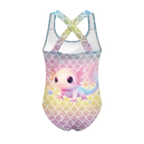 Image of WELLFLYHOM Girls Bathing Suits Size 5-14 One Piece Cross Back Swimsuit Sleeveless Full Coverage Swimwear for Beach Swimming