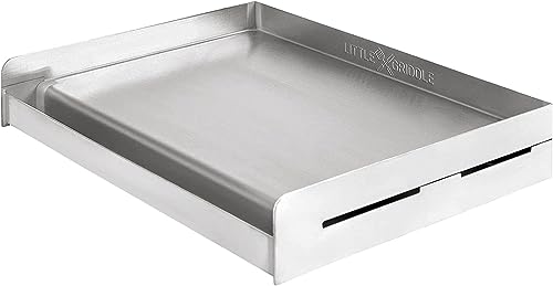 Comparison: Best Stainless Steel Griddle 3 LITTLE GRIDDLE Sizzle-Q SQ180 100% Stainless Steel Universal Griddle with Even Heating Cross Bracing for Charcoal/Gas Grills, Camping, Tailgating, and Parties (18"x13"x3")